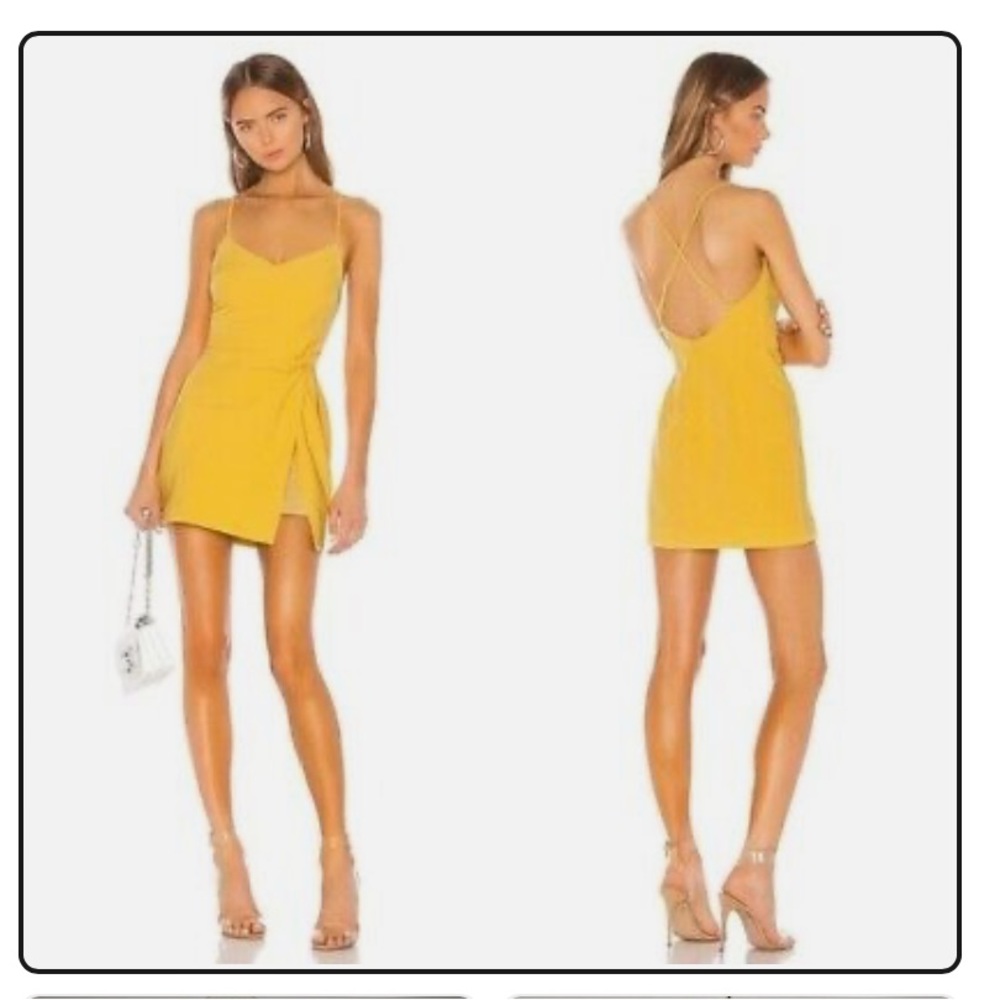 Revolve NBD Yellow Venice Blvd Twist Strap Knot Mini Dress S